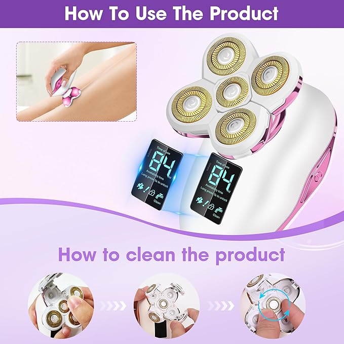 Electric Razors for Women Legs Travel : Rechargeable Waterproof Razor Trimmer for Womens - Dry Wet Electric Shaver for Women - Pro Portable Personal Body Shaver-Velvo Beauty