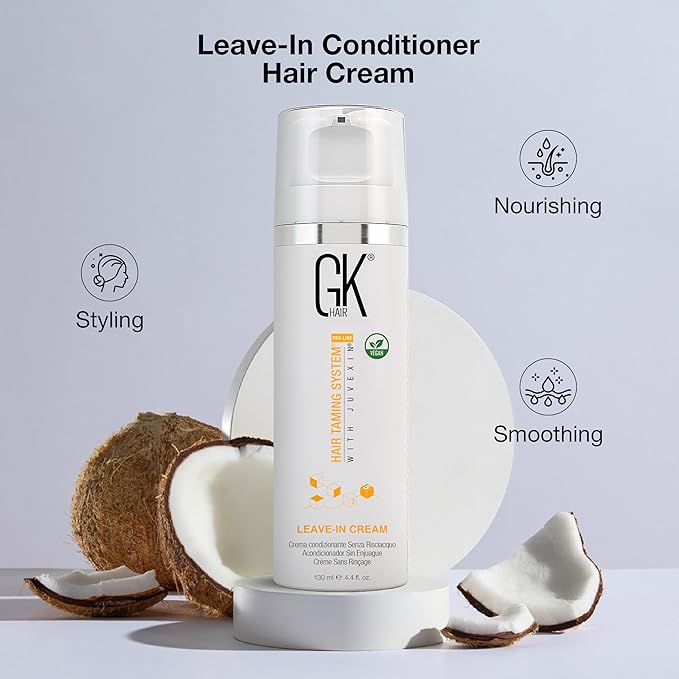 GK HAIR Global Keratin Leave In Conditioner Cream (4.4 Fl Oz/130ml) Conditioning Hydrating Smoothing Moisturizing & Frizz Control For Dry Damaged Hair Taming before Swimming or Exercise-Velvo Beauty