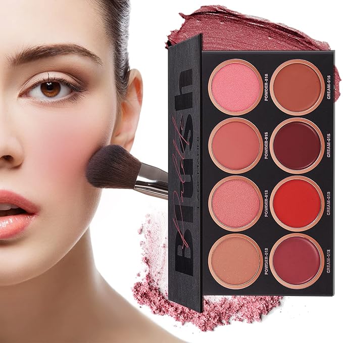 8 Colors Blush Palette,Vegan, Cruelty Free & Hypoallergenic,Women Facial Makeup Plate,Skin Tone Enhancing-Meiyugo-Velvo Beauty