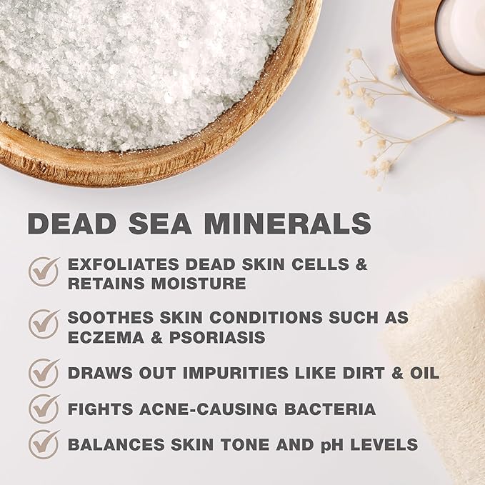 One With Nature 100% Pure Dead Sea Salt for Bath Lavender, 2.5oz 6Pack. High in 21 Essential Minerals, Such as Magnesium, Sulfur, Zinc, Potassium. Skin Nourishing and Therapeutic.-Velvo Beauty