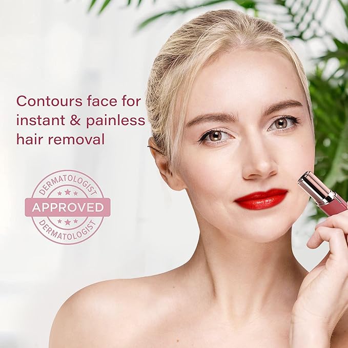 Facial Hair Removal for Women | Electric Razor Device Small Mustache Dermaplaning Remover Tools Tweezers Epilator Trimmer Face Dermaplane Shavers Beauty Gadgets Set Accessories by VISOFO (RoseQuartz)-Velvo Beauty