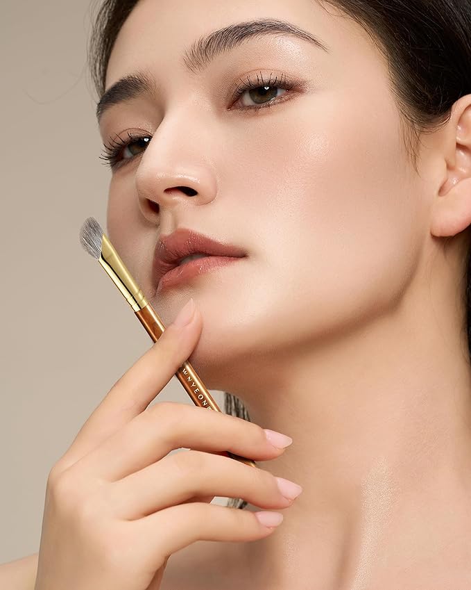 Desert Oak Series Pro Nose Sculptor - Arctic Fluff Hybrid Bristles for Nasal Contouring, Wide Angled Nose Brush, Bubinga Handle (CM 197)-Velvo Beauty