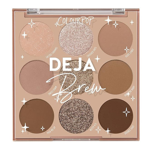 ColourPop Deja Brew Eyeshadow Palette - Cool-Toned Nude Eye Makeup Palette with Matte, Metallic and Matte Sparkle Finishes - High-Pigment Eye Makeup with a Long-Wearing Formula (0.3 oz)-Velvo Beauty