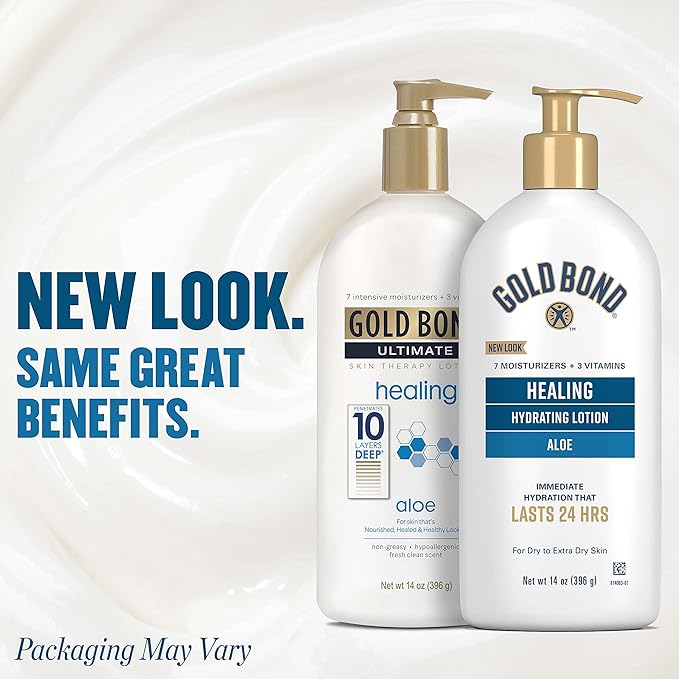 Gold Bond Ultimate Healing Skin Therapy Lotion with Aloe, 14 oz., Non-Greasy & Hypoallergenic-Velvo Beauty