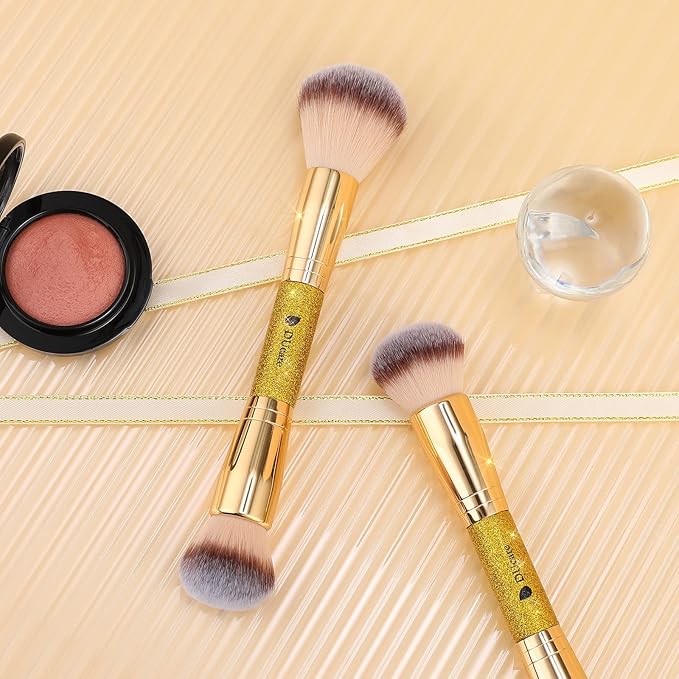 DUcare Foundation Powder Brush Double Ended Blush Makeup Brushes, Duo Bronzer Blush ideal for cream or powder-Velvo Beauty
