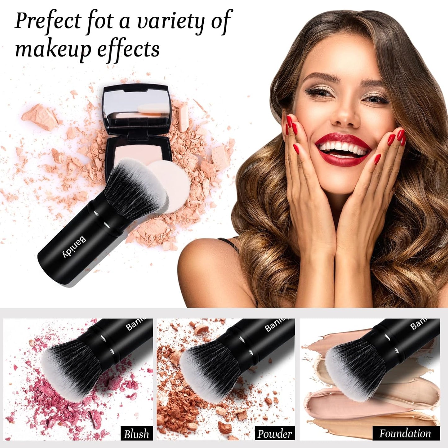 Makeup Brush Kabuki Face Brushes Retractable Travel Blush Kabuki Brush Portable Flawless for Foundation, Powder Blush, Bronzer, Buffing, Liquid, Cream, Cruelty Free with Cover-Velvo Beauty