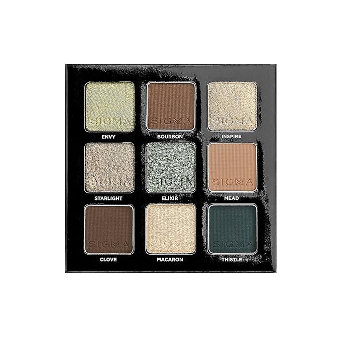 Sigma Beauty On-the-Go Eyeshadow Palette - Ivy - 9 Bold Eyeshadow Shades in Matte, Shimmer and Metalic Finishes - Highly Pigmented Vegan Eye Makeup Palette - Clean Beauty Products-Velvo Beauty