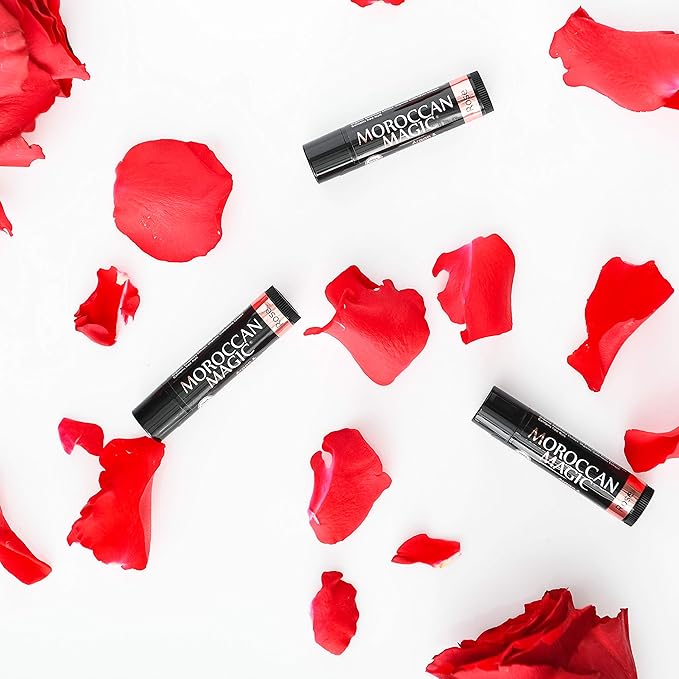 Moroccan Magic Organic Rose Lip Balm 3 Pack | Ultra-Hydrating Argan & Essential Oil Lip Moisturizer + Vitamin E | Natural Chapstick for Dry Lips | Smooth, Non-Toxic | Organic Lip Balm-Velvo Beauty