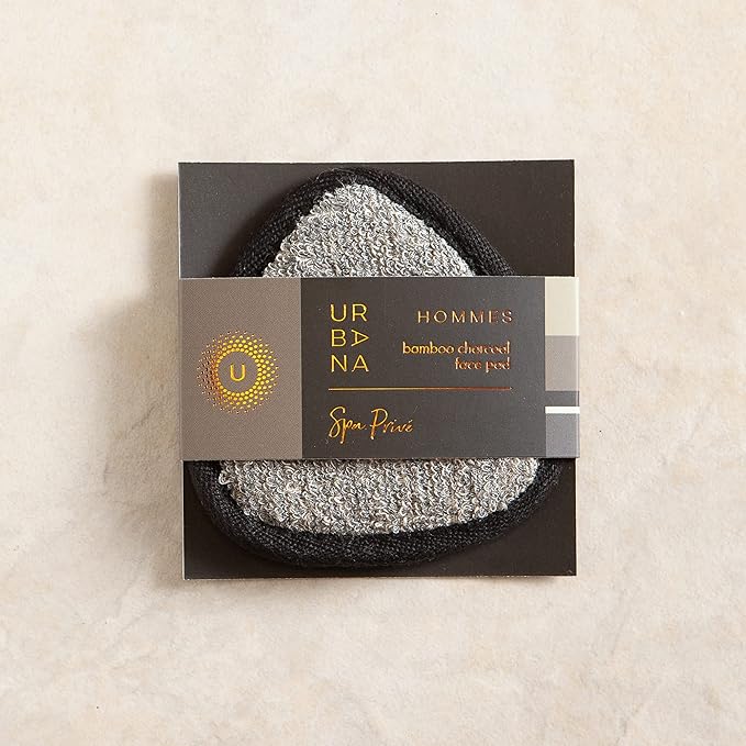 Urbana Spa Prive Men's Bamboo Charcoal Collection, Face Pad,Grey,6338-Velvo Beauty
