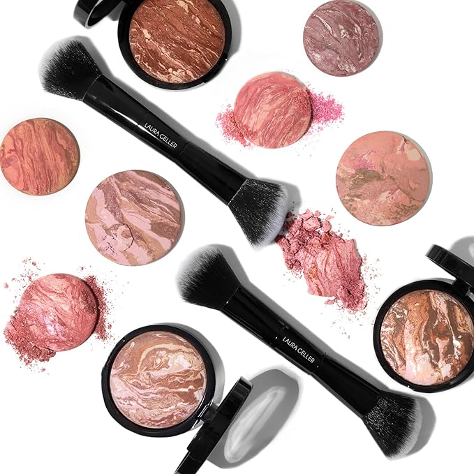 LAURA GELLER NEW YORK Dual-Ended Blush + Bronzer Brush - Blush Bronzer Contour Face Makeup Brush-Velvo Beauty