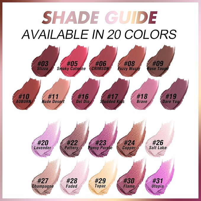 FOCALLURE Ultra Chic Metallic Lipstick,Rich Vitamin E Lip Crayon,Lightweight Shinning Color without Drying or Fading,Long Lasting Lips Makeup,#20 Lavender-Velvo Beauty