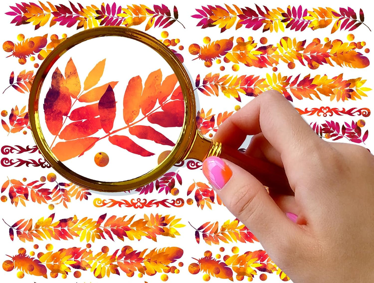 Nail Stickers Decals (5 Sheets) FLONZNAIL Autumn Bright Leaves Branches Pattern Strips Vintage Illustration Nail Décor-Velvo Beauty
