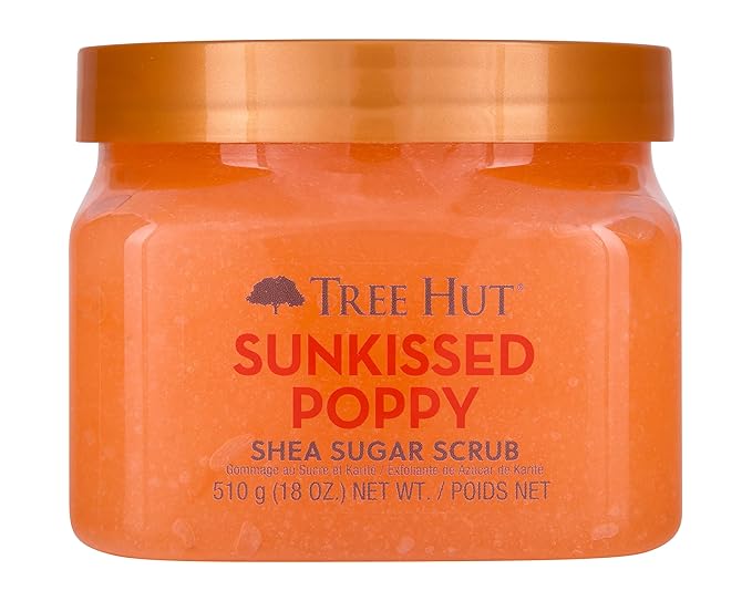 Tree Hut Sunkissed Poppy Shea Sugar Scrub | Exfoliating Body Scrub Removes Dead, Dry Skin for a Soft & Hydrated Feel | Nourishing Essential Body Care | 18 fl oz.-Velvo Beauty