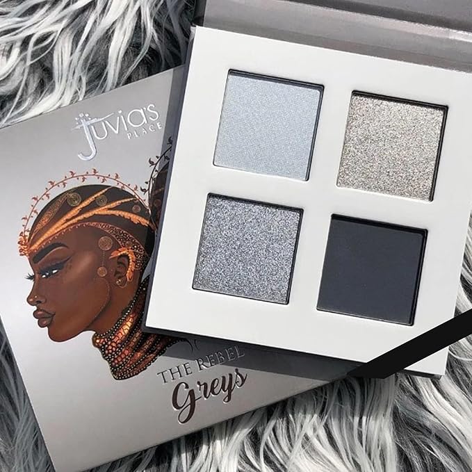 Juvia's Place Rebel Quad Grey Eyeshadow Palette - Professional Eye Makeup, Pigmented Eyeshadow Palette, Makeup Palette for Eye Color & Shine, Pressed Eyeshadow Cosmetics, Shades of 4-Velvo Beauty