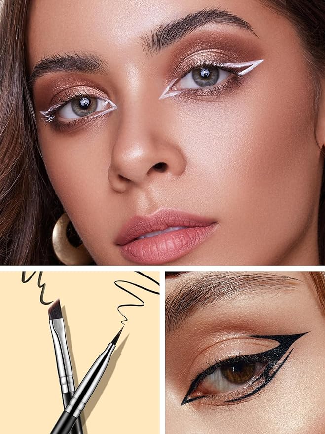 EIGSHOW Angled Eyeliner Brush & Eyeshadow Brush, High-End Precision Gel Liner and Short Smudge Brushes for Cat Eye, Winged Liner (E835&E806)-Velvo Beauty