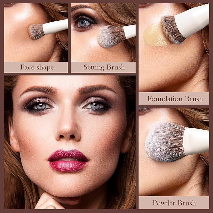 Jessup Makeup Brushes Set 14pcs Make up Brushes Premium Synthetic Foundation Concealer Blush Contour Powder Eye Shadow Blending Brush, Pearl White T343-Velvo Beauty
