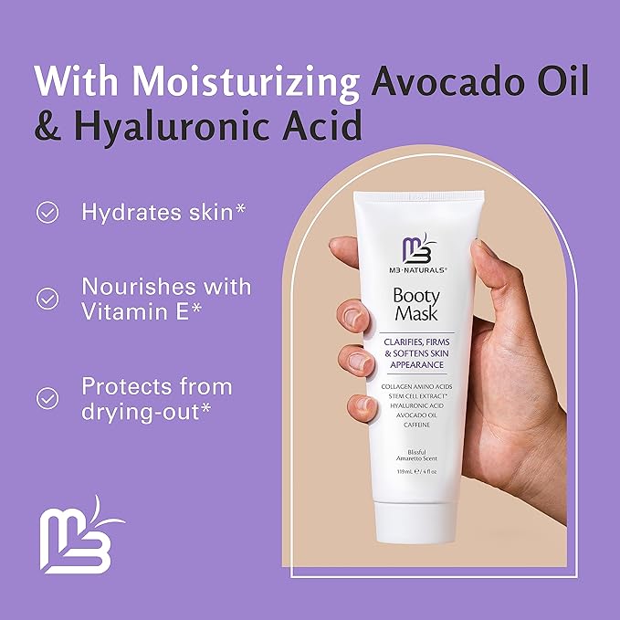 Moisturizing Butt Mask for Women - Butt Firming Mask and Caffeine Cellulite Cream for Thighs and Buttocks with Collagen - Clarifying Butt Firming Cream for Cellulite KP and Dry Skin by M3 Naturals-Velvo Beauty
