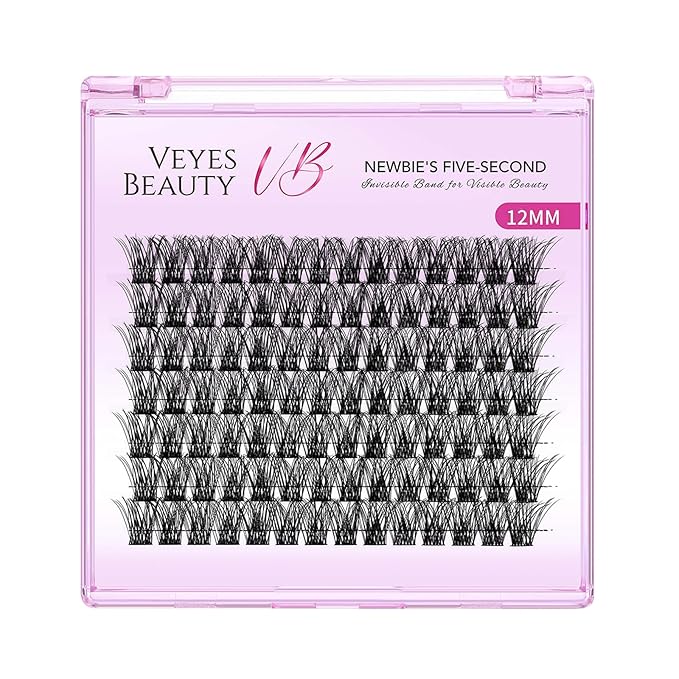 VEYESBEAUTY Lash Clusters Individual Eyelash Extensions Thin & Invisible Band DIY False Eyelashes for Self-application Newbie's Five-Second Series Wispy Lash Tray, Boldeye 12mm Single Length-Velvo Beauty