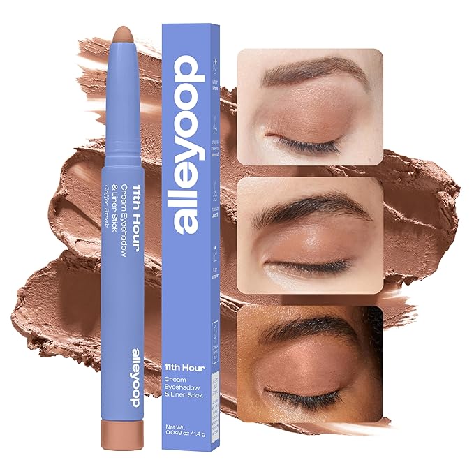 ALLEYOOP 11th Hour Cream Eye Shadow Sticks - Coffee Break (Matte) - Award-winning Eyeshadow Stick - Smudge-Proof and Crease Proof for Over 11 Hours - Easy-To-Apply and Compact for Travel, 0.05 Oz-Velvo Beauty