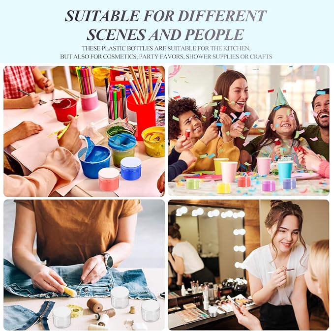 SATINIOR 24 Pieces Empty Clear Plastic Jars with Lids Round Storage Containers Wide Mouth for Beauty Product Cosmetic Cream Lotion Liquid Butter Craft and Food(Clear Lid,8 oz)-Velvo Beauty