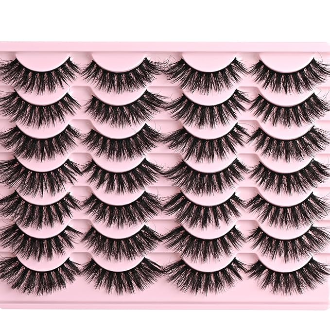 FARRED Cat Eye Lashes Fluffy False Eyelashes 14 Pairs Fake Eyelashes Natural Look Short Natural Lashes Cateye Lash Wispy Volume Eyelash Faux Mink Strip Lashes Pack for Daily Makeup (F27 | 9-17mm)-Velvo Beauty
