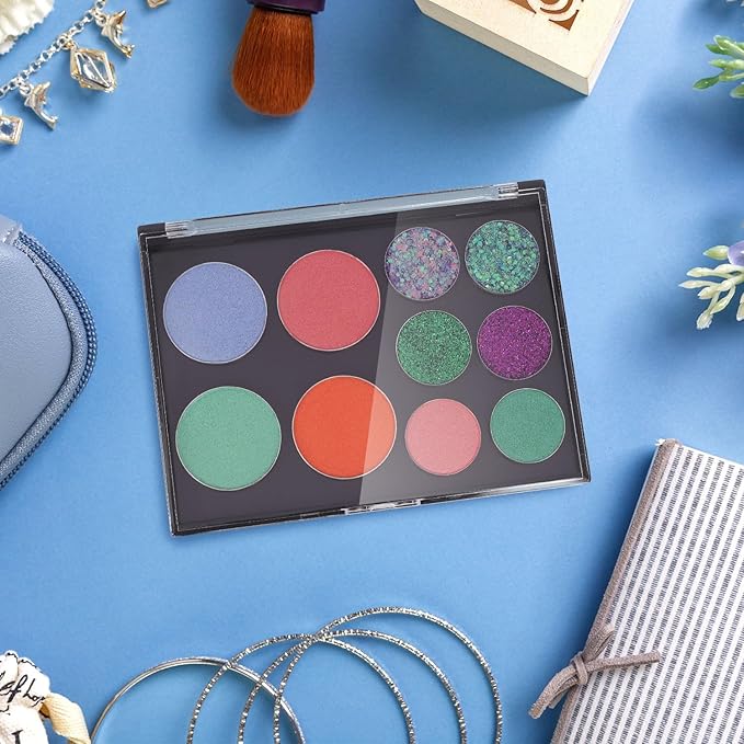 Magnetic Makeup Palette with Clear Top, 3Pack Empty Eyeshadow Pan Dispensing Storage Box with 60Pcs Adhesive Metal Stickers for DIY Cosmetics Lipstick Blush Powder-5.7"x4.3"Palette-Velvo Beauty