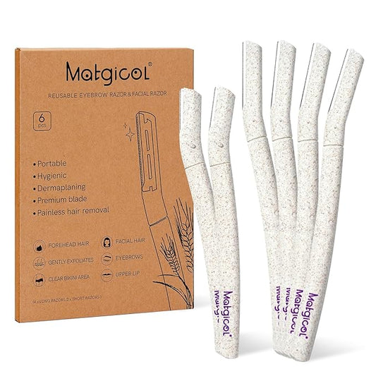 Eco-Friendly Women's Dermaplaning Razor - Multipurpose Exfoliating Tool with Anti-Cut Blades & Biodegradable Handle for Silky Skin & Perfect Brows (Beige)-Velvo Beauty