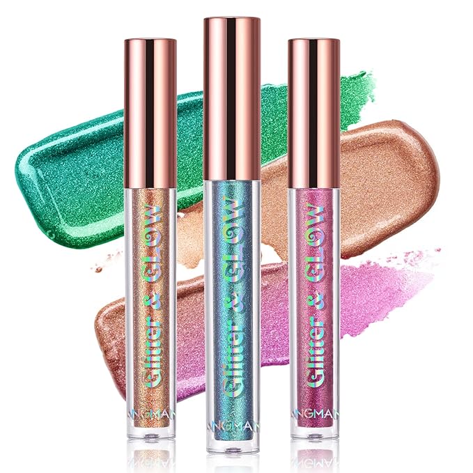BestLand Liquid Glitter Eyeshadow Set, Multichrome Glitter Shimmer Eye Looks Waterproof Long Lasting Quick-Drying Sparkling Eye Shadow Liquid Highlighter Christmas Makeup Kits (Magic Color)-Velvo Beauty