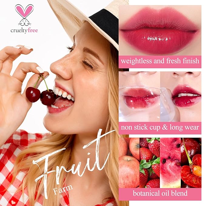 Lip Tint Stain Set, Korean Water Tint Lightweight Non-sticky, Waterproof Long Lasting Liquid Blush & Lip Stain, Transfer-Proof, Matte Finish Lip Color Makeup (fruit farm)-Velvo Beauty