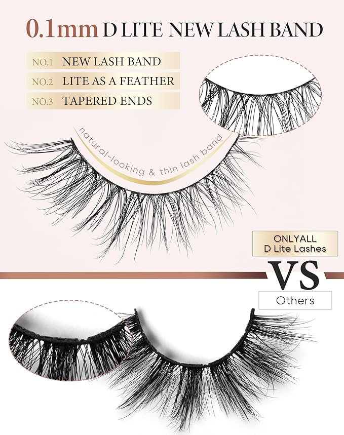 Onlyall Lashes Mink False Eyelashes Natural Wispy Lashes Soft Faux Mink Lashes Fluffy False Lashes DK77-Velvo Beauty