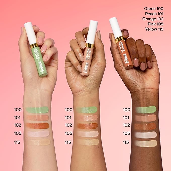 Revlon Glimmer Correcting Concealer, Liquid Under Eye Makeup, Made with Caffeine, Vitamin C, & Stevioside, 105, 0.3 fl oz-Velvo Beauty