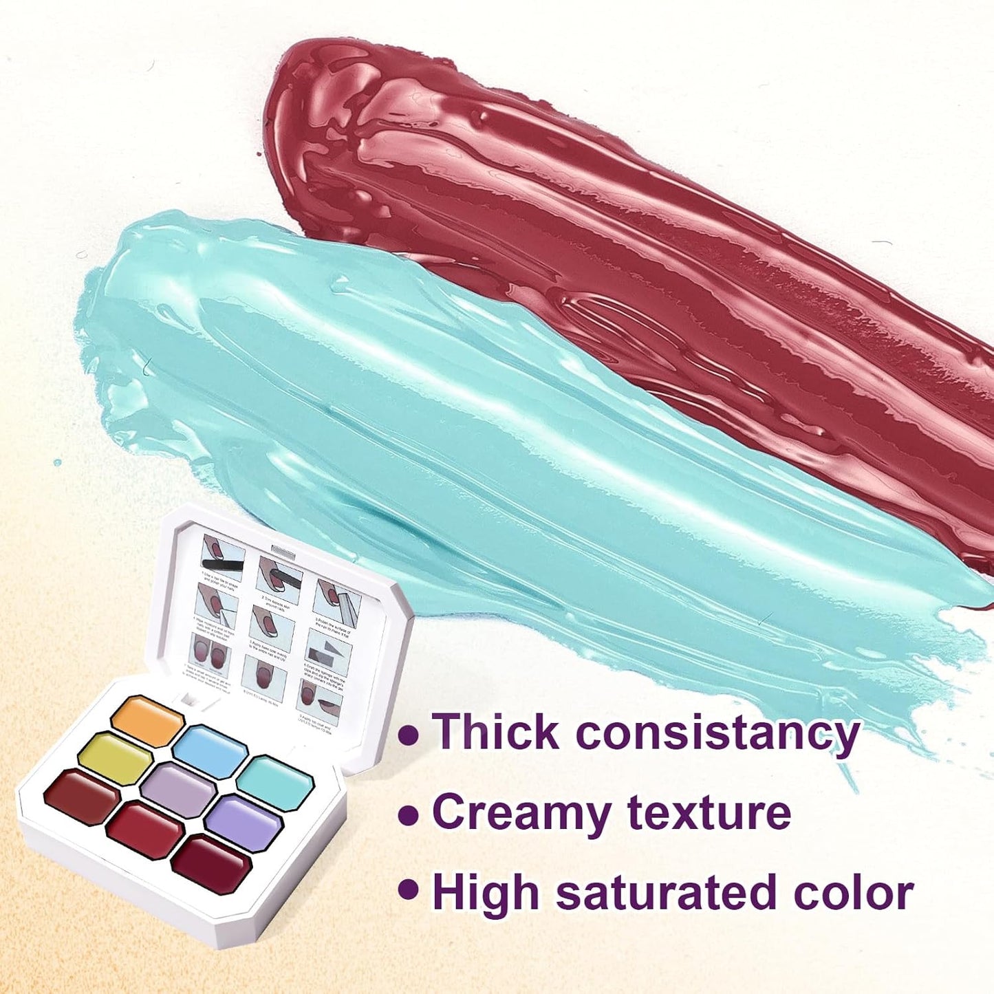 Gradient Painting Gel, 9 Colors Ombre Gel Nail Polish Summer Hot Bule for Pigment Pat Nails Aura Nails, French Manicure DIY Nail Art Soak of UV Palette Bechside Candy-Velvo Beauty