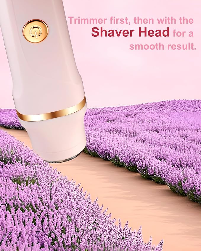 Bikini Trimmer for Women - 3-in-1 Painless Electric Razor Shaver,IPX7 Waterproof&Easy Cleaning for Pubic Hair,Face,Body with Ceramic Blades,USB Rechargeable,Wet&Dry Use(Peach)-Velvo Beauty