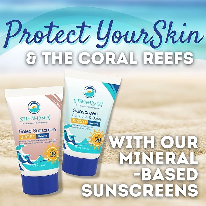 EcoConscious Travel Kit Body & Hair Care Gift Set | Shampoo & Body wash | Conditioner | SPF30, SPF20 and Mineral Sunscreen | SPF 30 Cucumber Mint and Hydrate Cherry Vanilla Lip Balm by Stream2Sea-Velvo Beauty