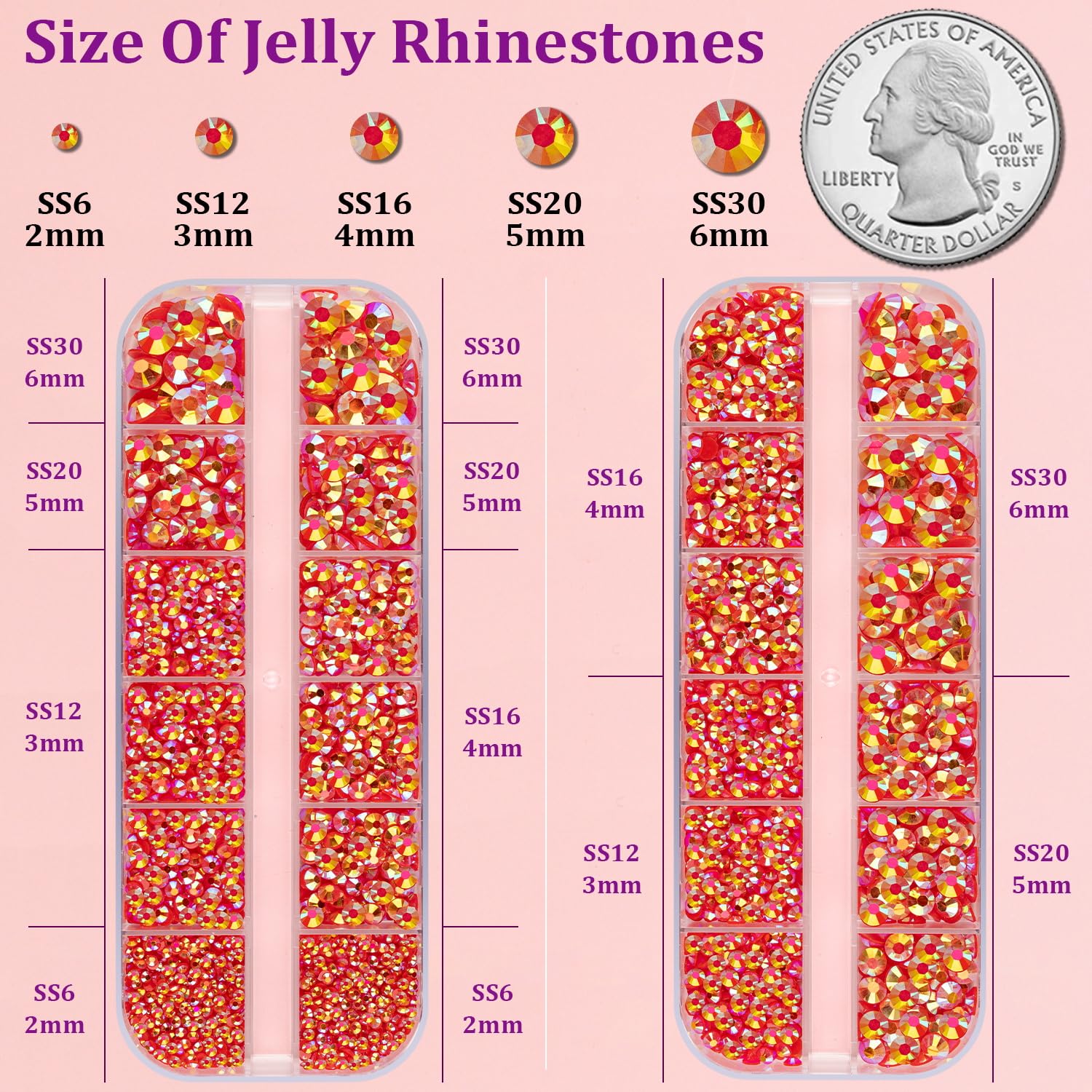 Resin Jelly Rhinestones for Crafting with B7000 Jewelry Glue, 2 Boxes Red AB Flatback Crystals with 3Pcs 10ml Glue, Bedazzling Non Hotfix Gems for DIY Tumblers Clothing Shoes Manicure-Velvo Beauty