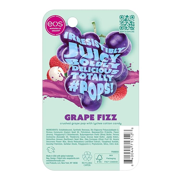 eos 24H Moisture Super Balm- Grape Fizz, Limited-Edition Lip Mask, 0.35 fl oz-Velvo Beauty