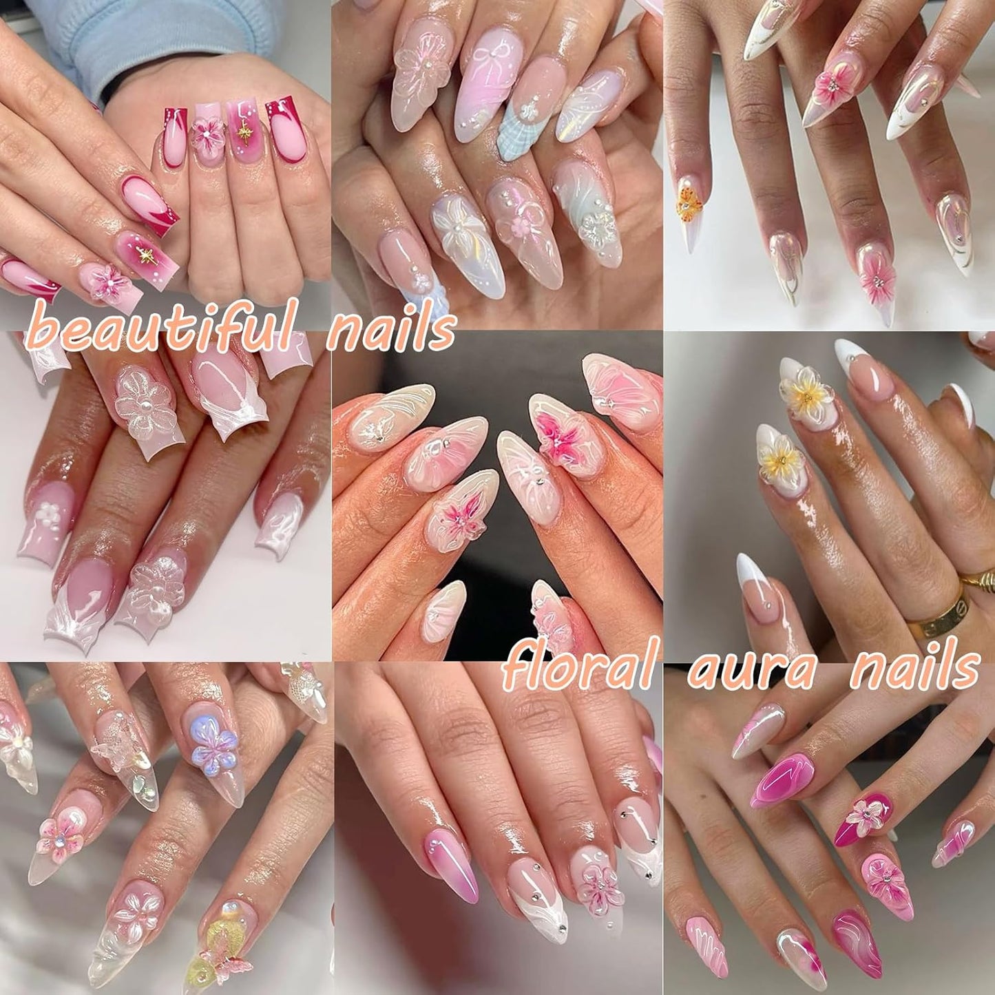 Flowers Nail Stickers 5D Embossed Nail Art 6 Sheets Colorful Nails Decals 3D Self-Adhesive Plumeria Supplies for Women Girls Manicure Nail Decoration Spring Summer Nails Design Sticker-Velvo Beauty