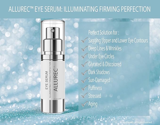 ALLUREC™ Eye Cream Serum: Illuminating Firming Perfection. Best Eye Serum Peptides Cream for Firming Lifting Eyelids Anti- Aging Winkles Bags Dark Circle Puffiness Total Effects.-Velvo Beauty