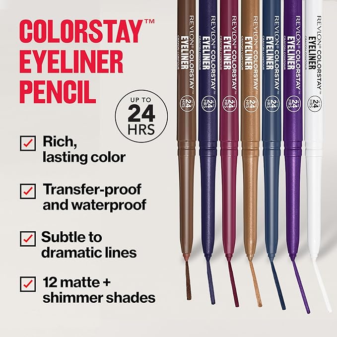 Revlon ColorStay Pencil Waterproof Eyeliner, Smudge-Proof, Eye Makeup with Built-In Sharpener, 206 Jade, 0.01 oz-Velvo Beauty