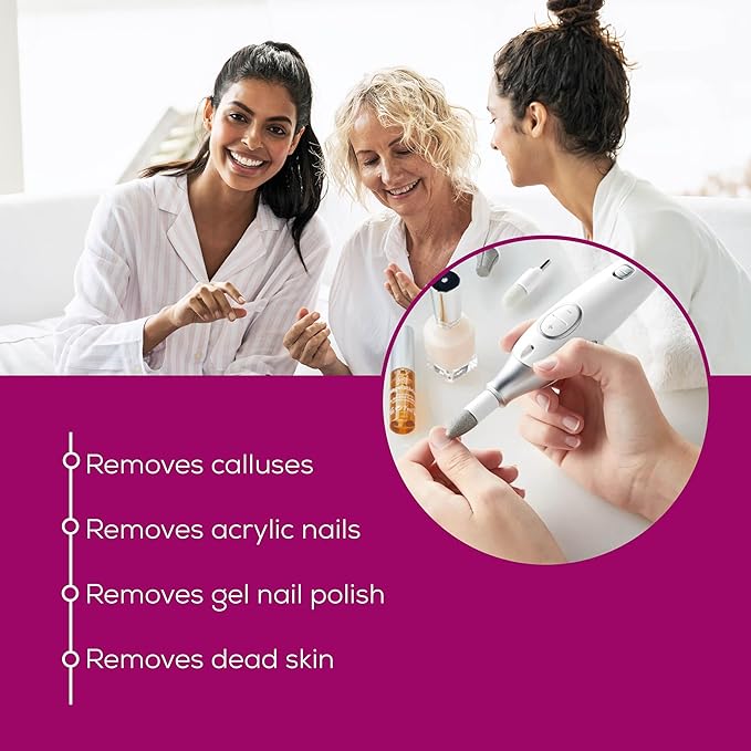 Beurer MP42 Nail Drill, 7-in-1 Nail Kit with Strong Sapphire Nail Drill Bits, Electric Nail File and Nail Buffer Includes Bright LED Light, Pedicure Kit and Manicure Set with Storage Case-Velvo Beauty