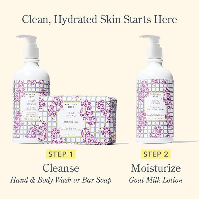 Beekman 1802 Goat Milk Body Lotion, Lilac Dream - Scented - 12.5 oz - Hydrating & Deeply Moisturizing - With Shea Butter & Jojoba Seed Oil - Good for Sensitive Skin - Cruelty Free-Velvo Beauty