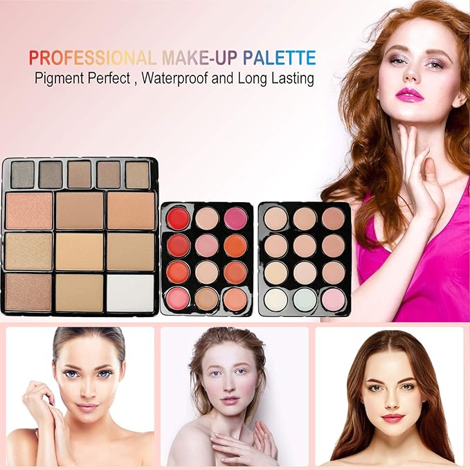 Professional 132 Colors All-in-one Makeup Palette Cosmetic Contouring Kit Combination with Eyeshadow, Cream Concealer, Eyebrow Powder, Lip Gloss Blusher and Pressed Powder-Velvo Beauty