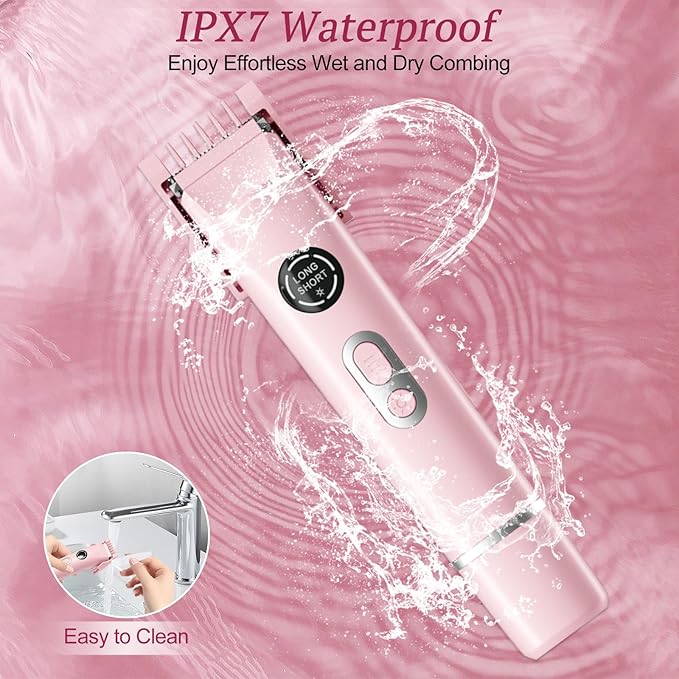 Bikini Trimmer for Women, 4 in 1 Wet/Dry Electric Razors for Women - Dual Head, Painless Rechargeable Portable Womens Razors for Shaving Set for Face, Nose, Eyebrows, Armpits, Bikini Area (Pink)-Velvo Beauty