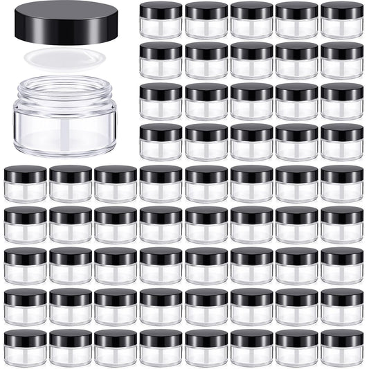 Domensi 100 Pcs 1 oz Glass Jars with Lids Bulk Round Glass Cosmetic Jars Lids 1 oz Small Travel Containers with Inner Liner for Lotions Powders Ointments Sample Cream(Clear, Black)-Velvo Beauty