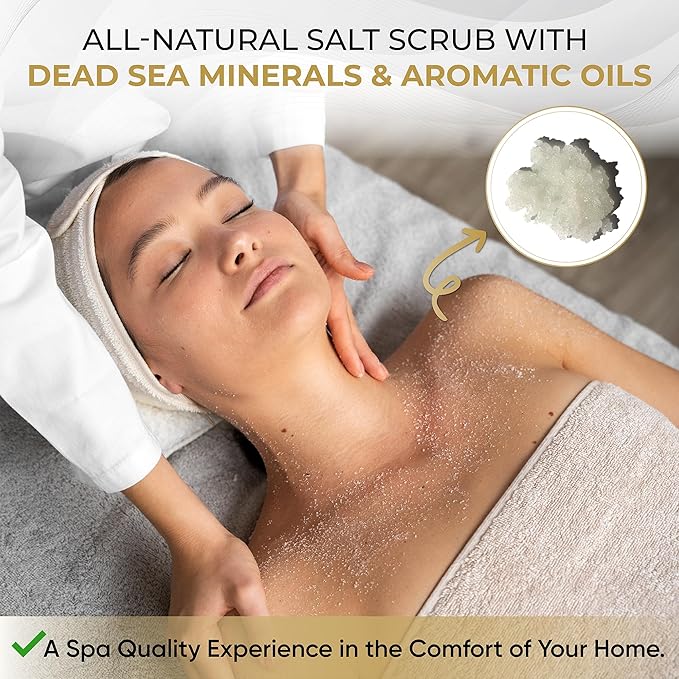 Salt Cellar Spa Energizing Lemongrass Salt Scrub - Awaken Your Skin with Dead Sea Minerals - Revive, Refresh, and Rejuvenate - Made in Israel, Cruelty-Free, 18 oz.-Velvo Beauty
