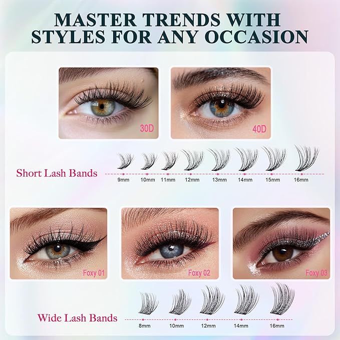 Lash Clusters Wispy - Lash Clusters,30D 40D Lash Clusters For Natural Look WideSpan 8-16MM Eyelash Clusters D Curl Lash Clusters For DIY Lashes At Home-Velvo Beauty