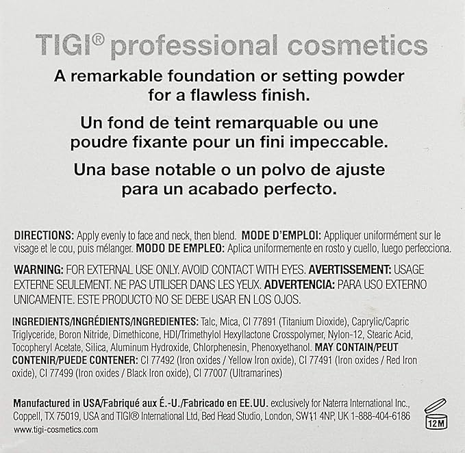 TIGI Cosmetics Powder Foundation, Entice, 0.37 Ounce-Velvo Beauty