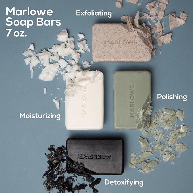 MARLOWE. No. 105 Bar Soap for Men 7 oz, Moisturizing Body Soap, Nourishing & Refreshing with Natural Extracts, Shea Butter, Olive Oil & Green Tea Extracts, Original Sage & Fir Scent-Velvo Beauty