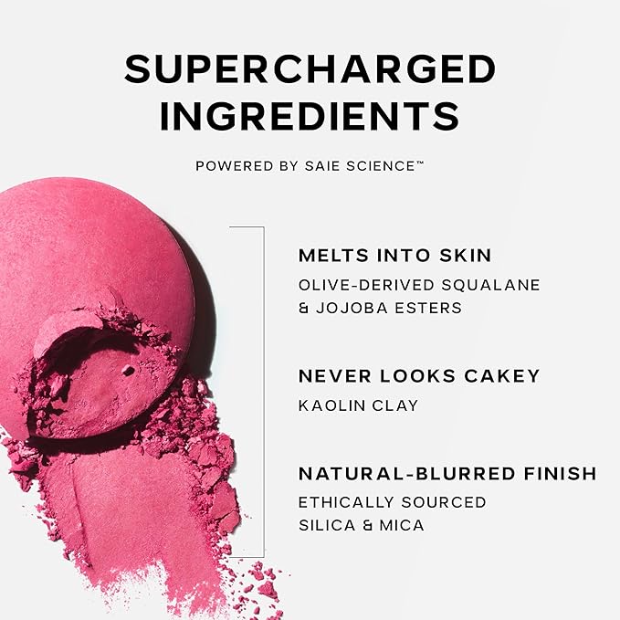 Saie SuperSuede Baked Blush - Talc-Free Powder Blush for All Day Wear - Enriched with Plant-Derived Squalane + Glycerin to Help Moisturize Dry Skin - Bella (0.1 Ounce)-Velvo Beauty