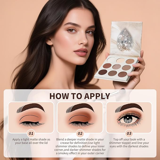 docolor Neutral Eyeshadow Palette 9 Colors Nude Brown Eyeshadow Palette Eye Shadow Palette Makeup Palettes with Velvety and Silky Finishes Highly Pigmented Mattes Shimmers Glitter Eye Makeup Palettes-Velvo Beauty